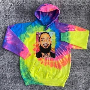 Men’s Tie Dye Hoodie, Nipsey Hussle, Size Medium